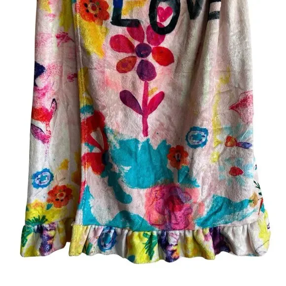 NWT Natural Life Towel Wrap Love boho floral ruffle trim L/XL - Picture 6 of 10